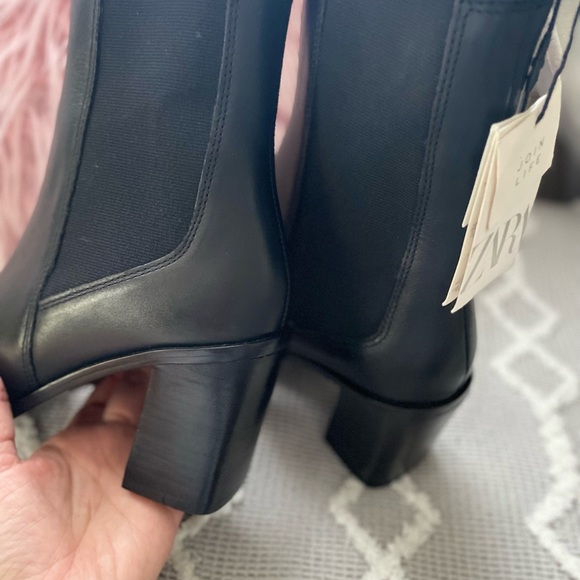 NWT ZARA Ankle Boot Leather Black Size 6 - Picture 5 of 5